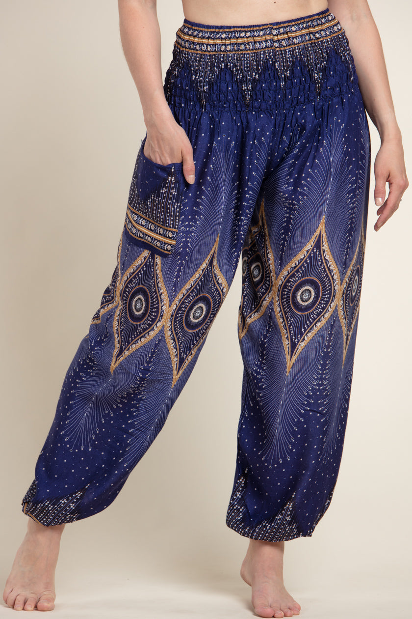 Diamond Peacock Blue Artisan Harem Pants