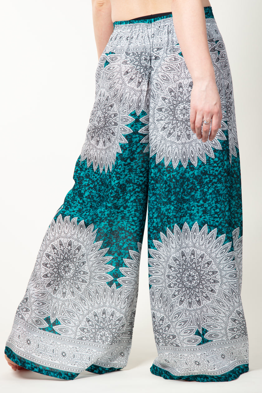 Teal Marble Mandala Artisan Palace Pants