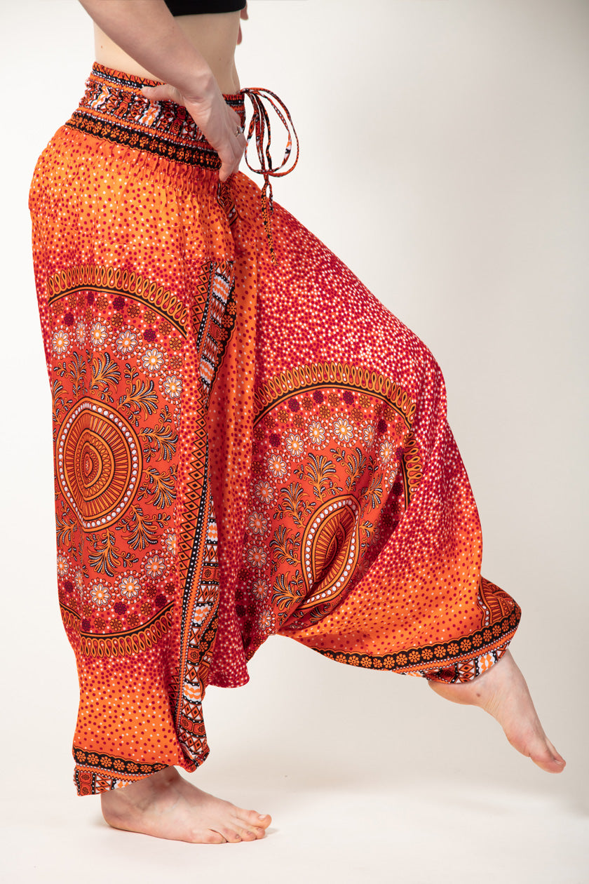 Chakra Orange Artisan Jumpsuit Harem Pants