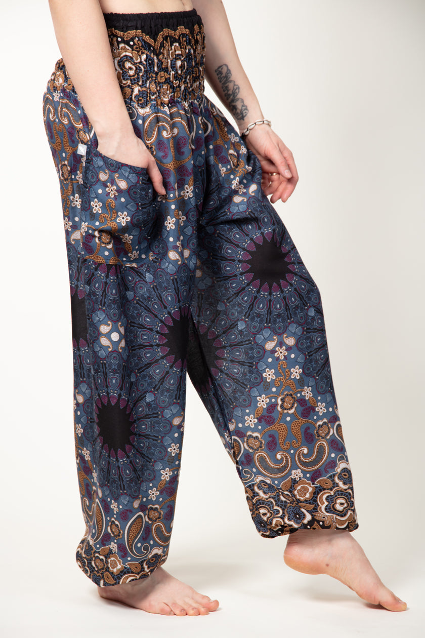 Paisley Mandala Navy Bronze Artisan Harem Pants