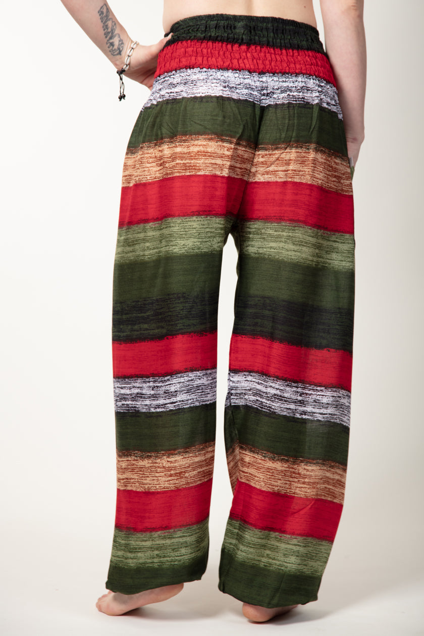 Striped Green Artisan Harem Pants
