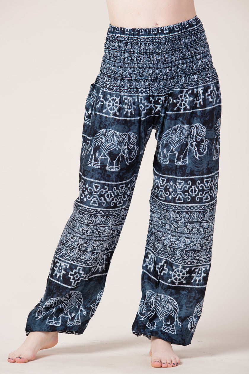Dark Marble Elephants Artisan Harem Pants