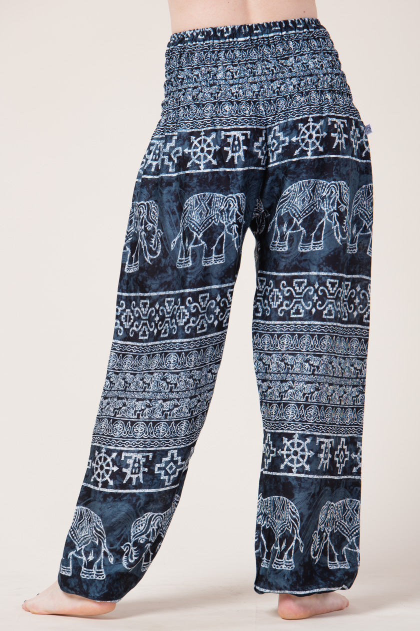 Dark Marble Elephants Artisan Harem Pants