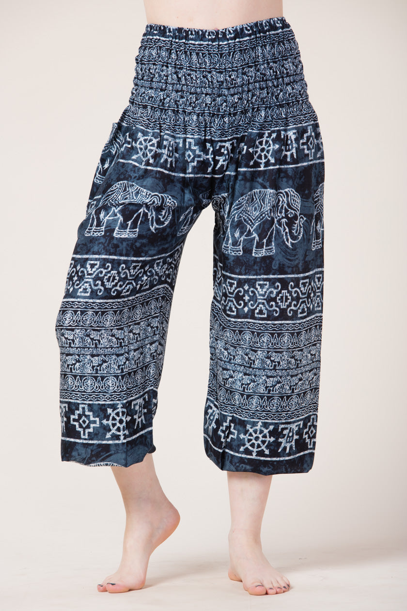 Dark Marble Elephants Artisan Harem Pants