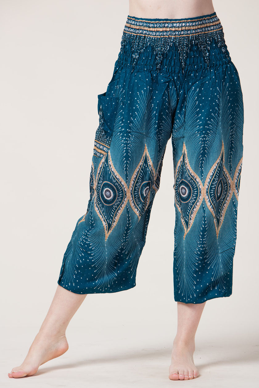 Diamond Peacock Turquoise Artisan Harem Pants