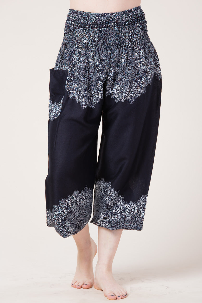 Border Mandala Black Artisan Harem Pants