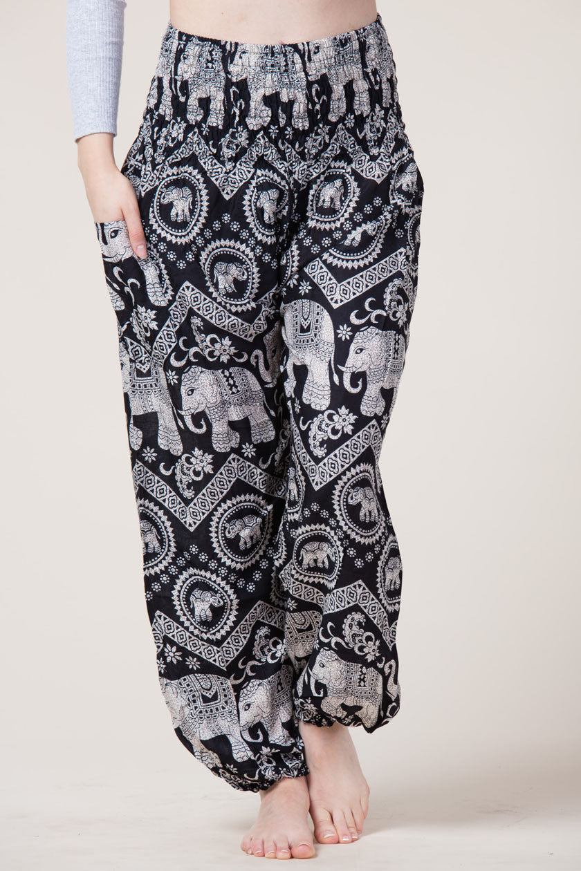 Imperial Elephant Black Artisan Harem Pants