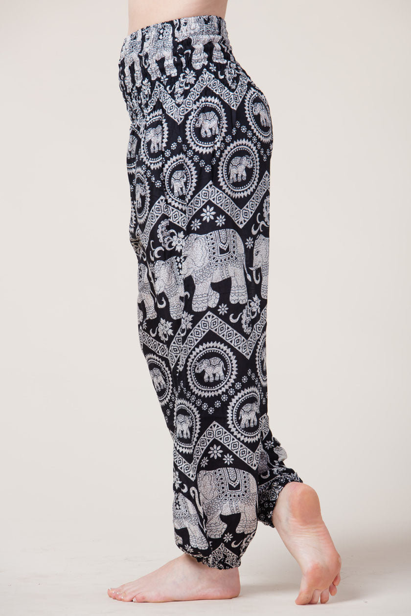 Imperial Elephant Black Artisan Harem Pants