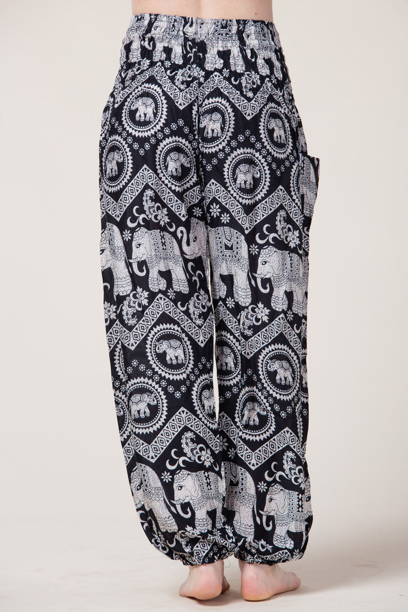 Imperial Elephant Black Artisan Harem Pants