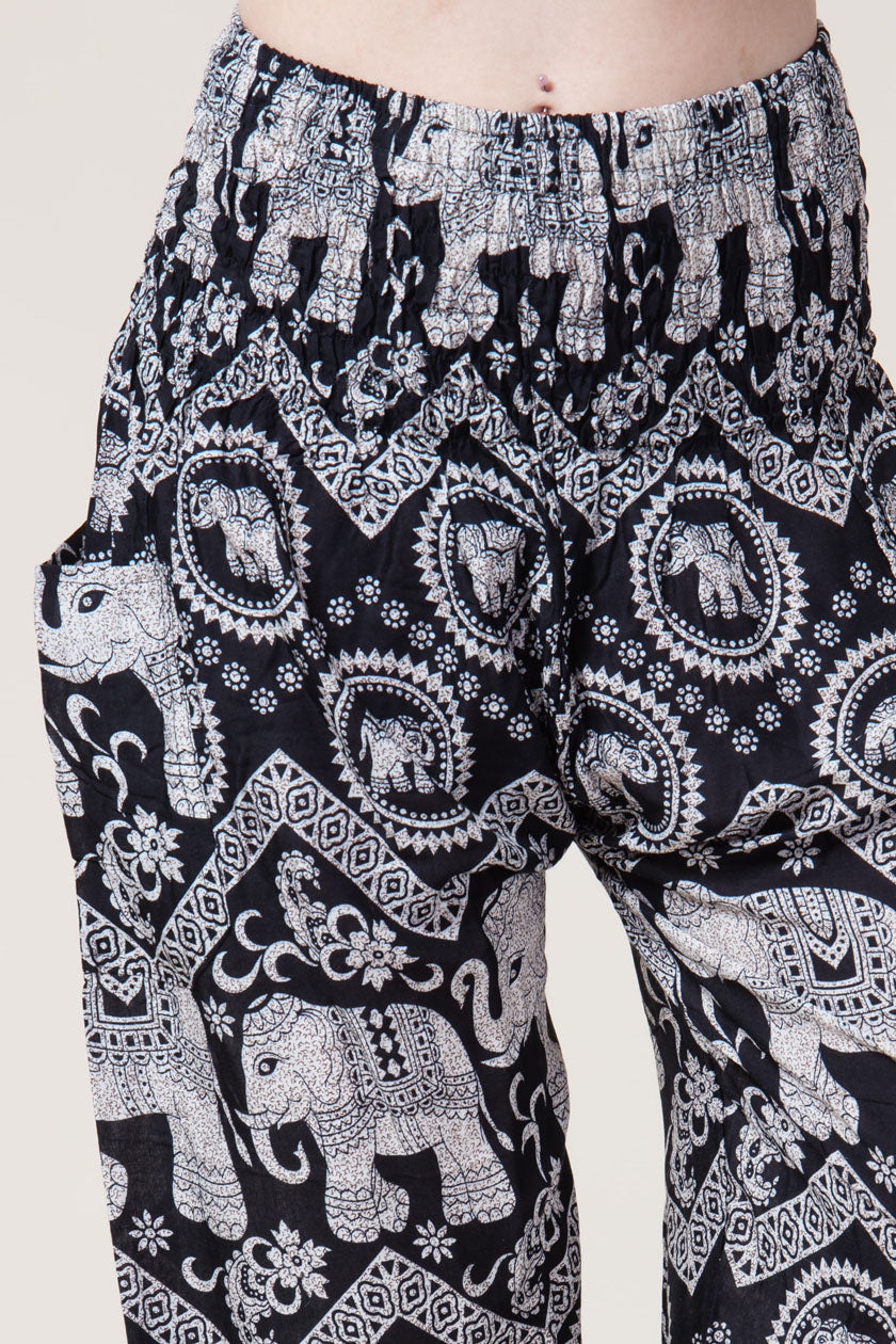 Imperial Elephant Black Artisan Harem Pants
