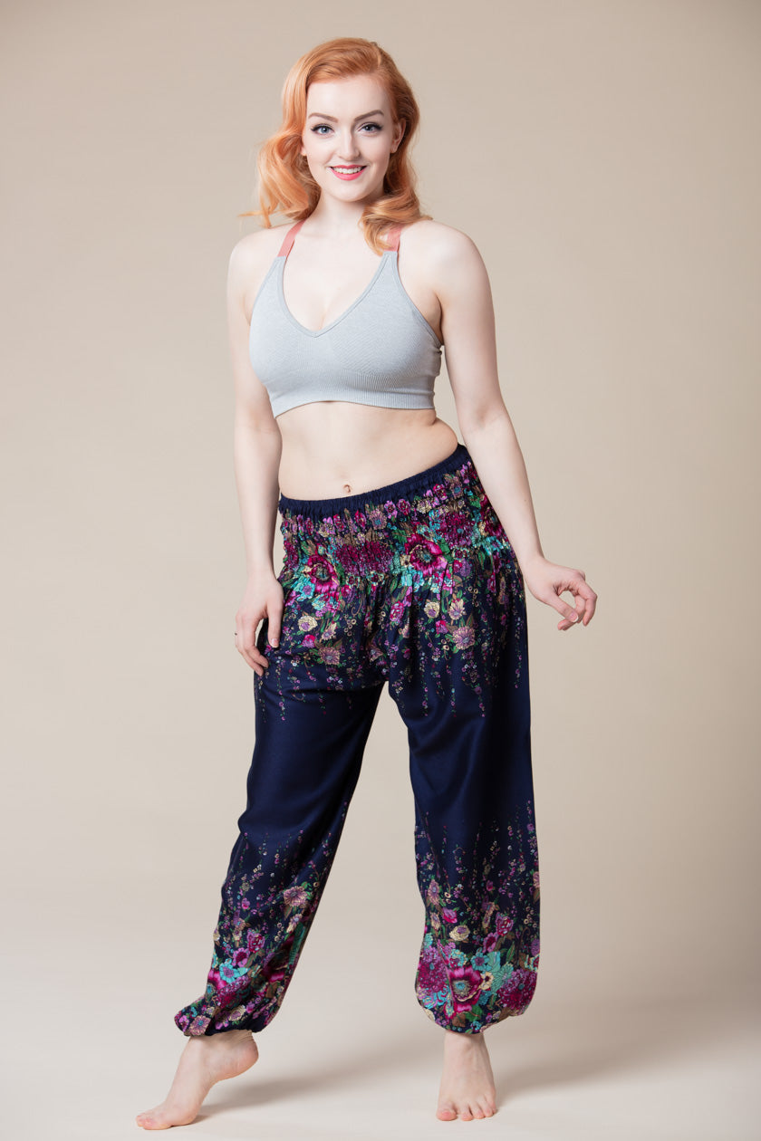 Floral Navy Artisan Harem Pants