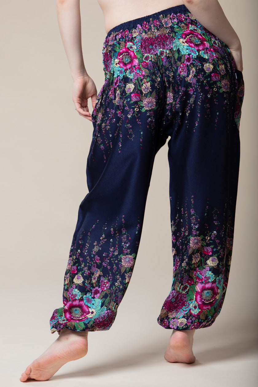 Floral Navy Artisan Harem Pants