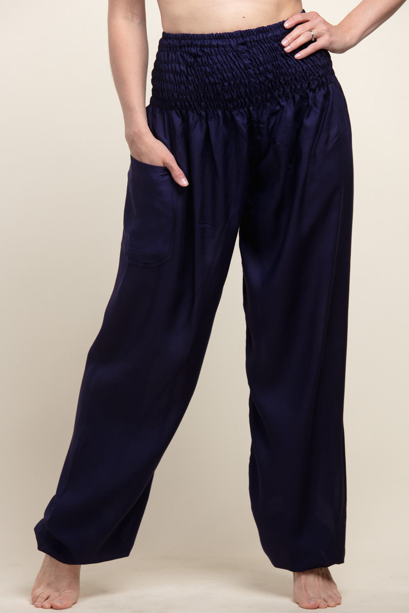 Extended Boho Navy Artisan Harem Pants