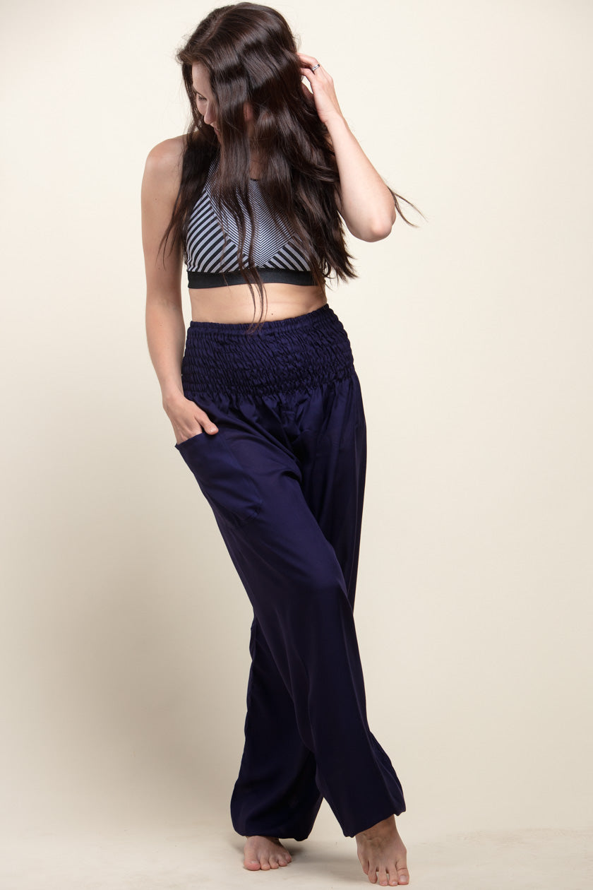 Extended Boho Navy Artisan Harem Pants