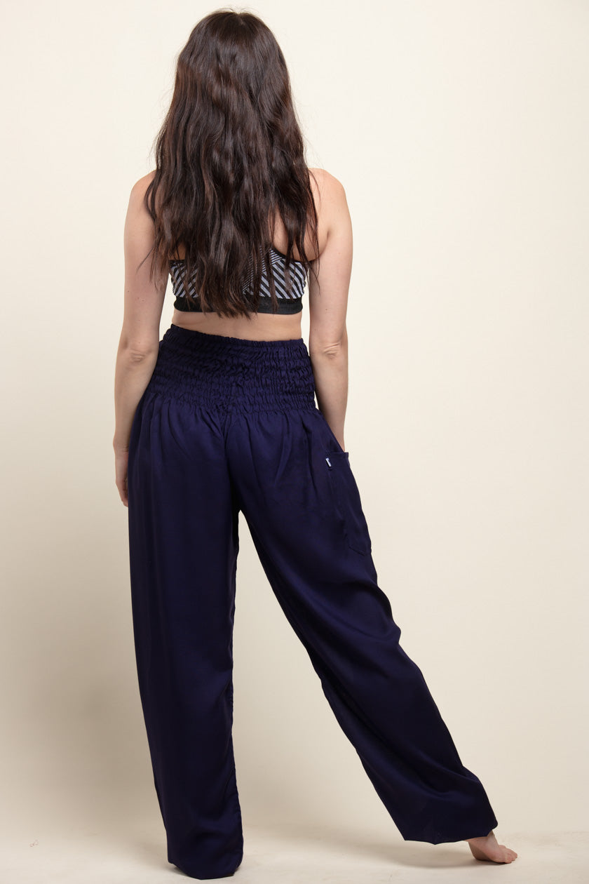 Extended Boho Navy Artisan Harem Pants
