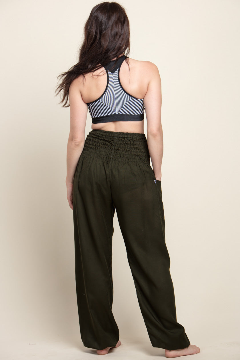 Extended Boho Green Artisan Harem Pants