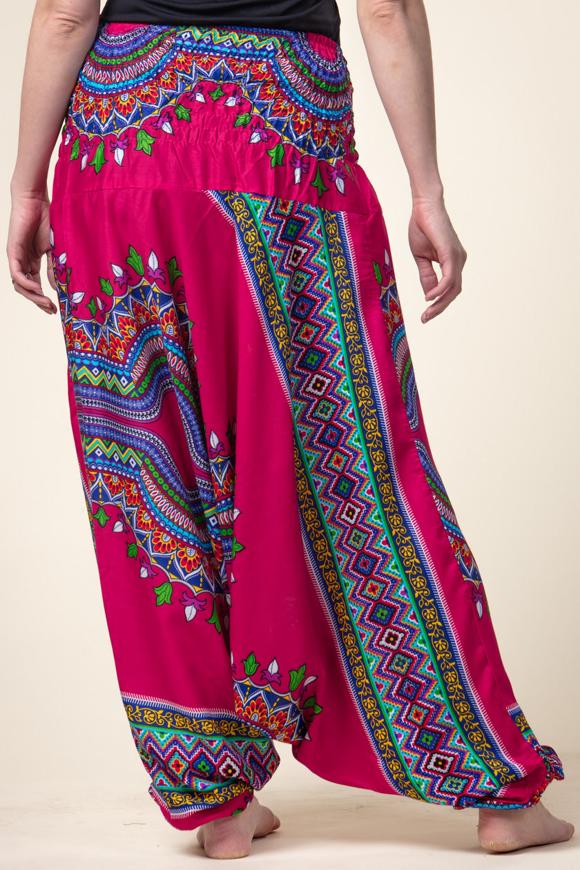 Dashiki Pink Artisan Jumpsuit Harem Pants