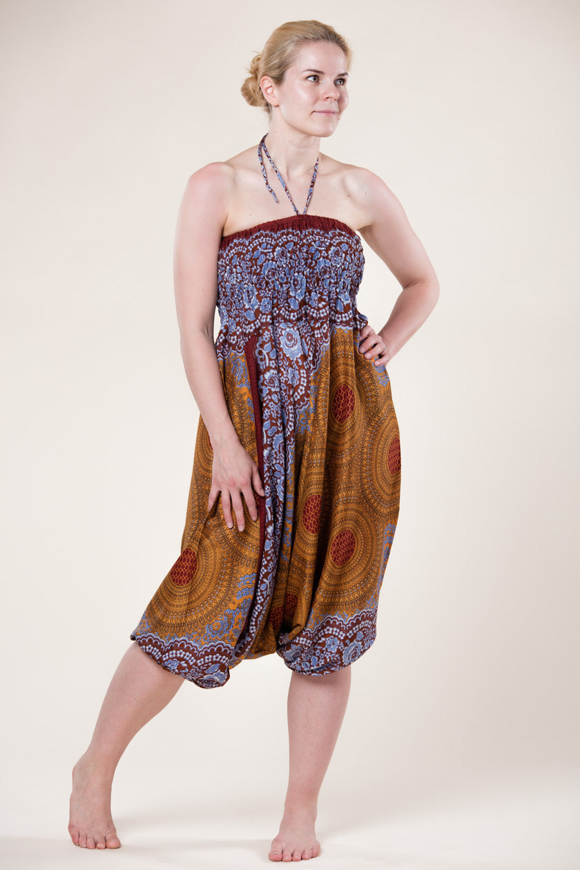 Mandala Bronze Artisan Jumpsuit Harem Pants