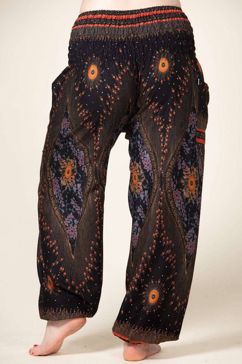 Peacock Eye Black Artisan Harem Pants