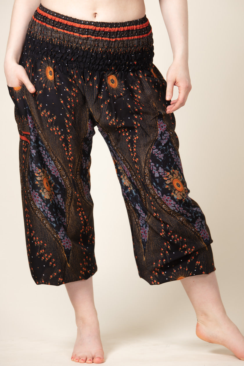 Peacock Eye Black Artisan Harem Pants