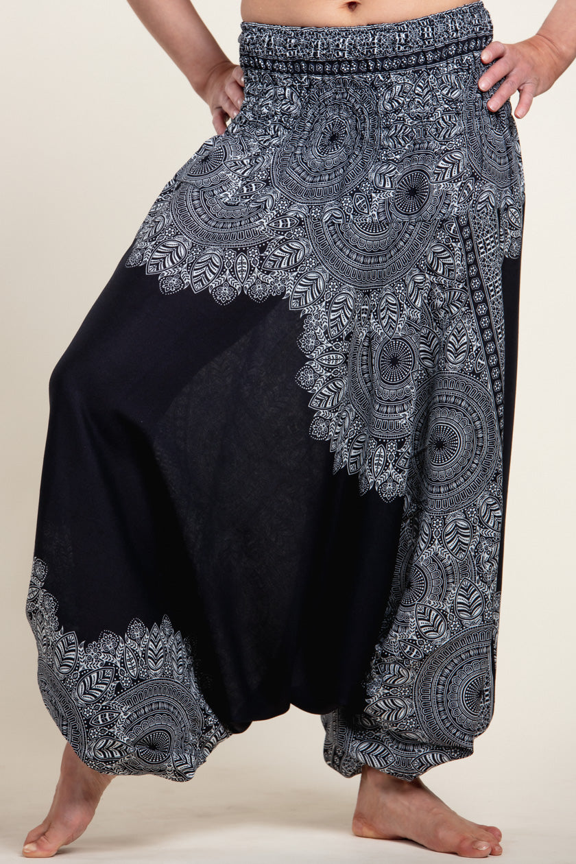 Border Mandala Black Artisan Jumpsuit Harem pants