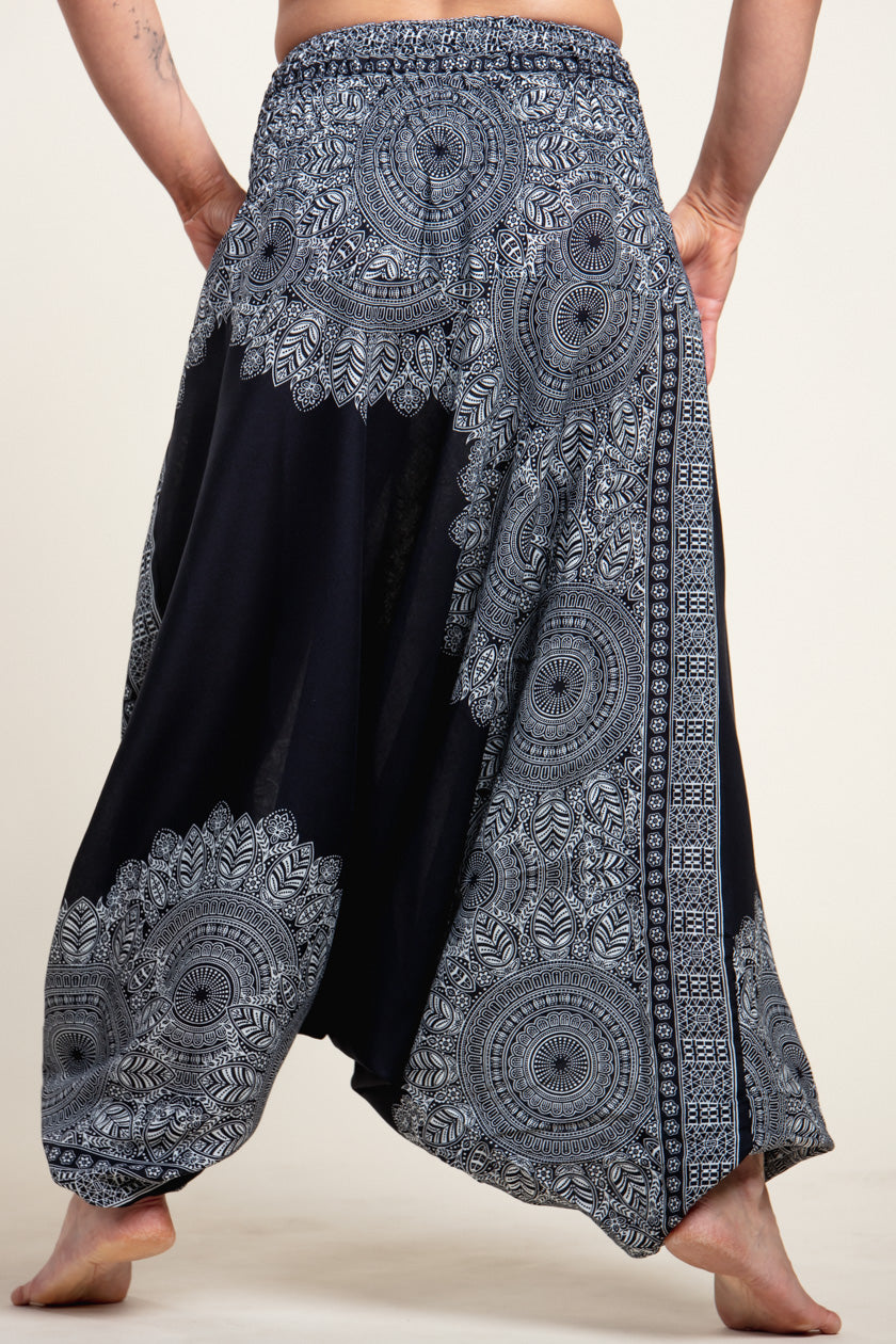 Border Mandala Black Artisan Jumpsuit Harem pants