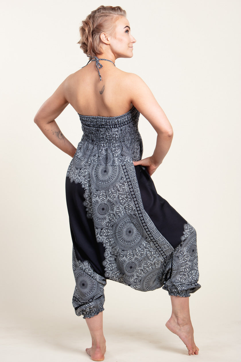 Border Mandala Black Artisan Jumpsuit Harem pants