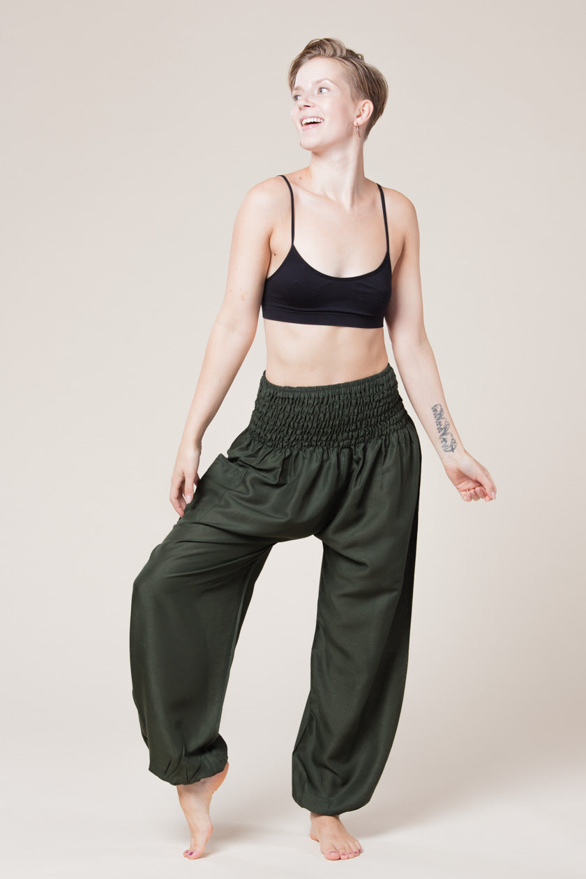 Boho Green Artisan Harem Pants