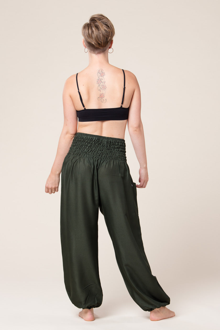 Boho Green Artisan Harem Pants