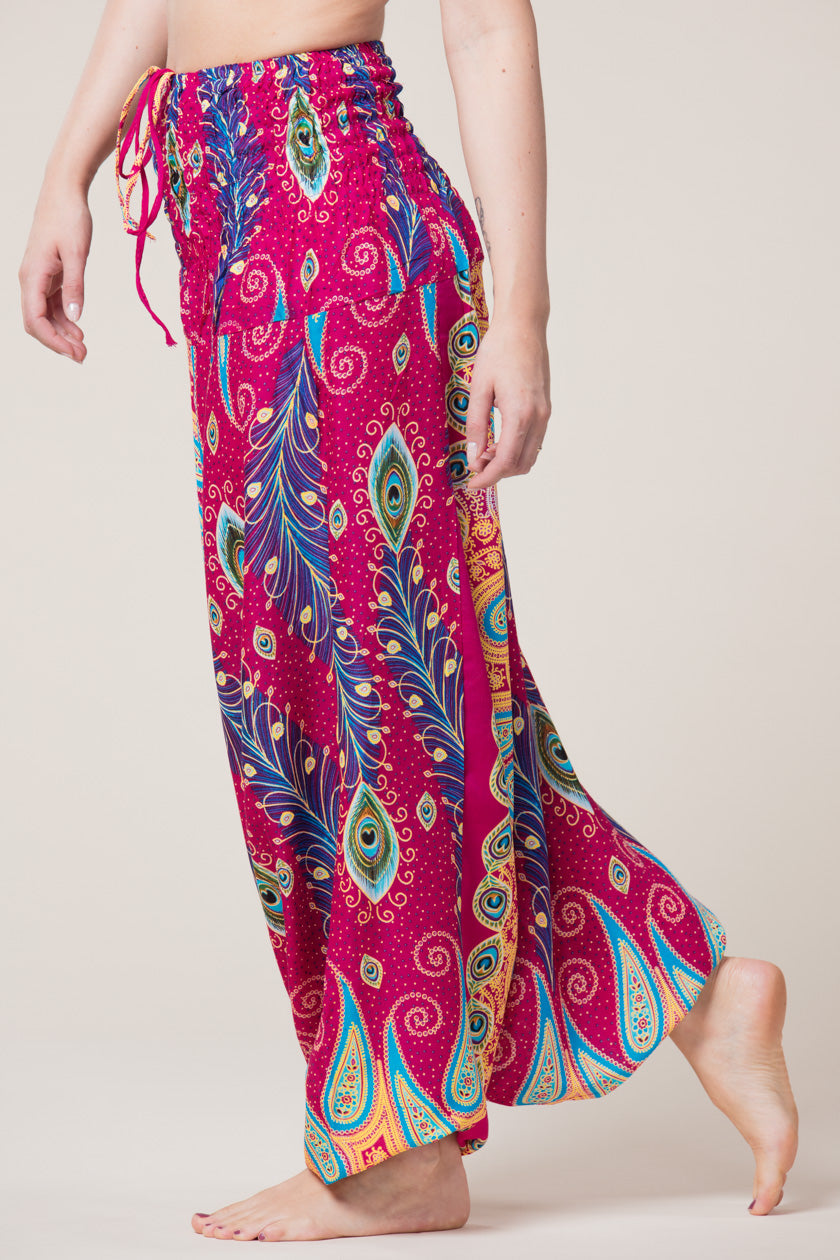 Peacock Paisley Pink Artisan Jumpsuit Harem Pants