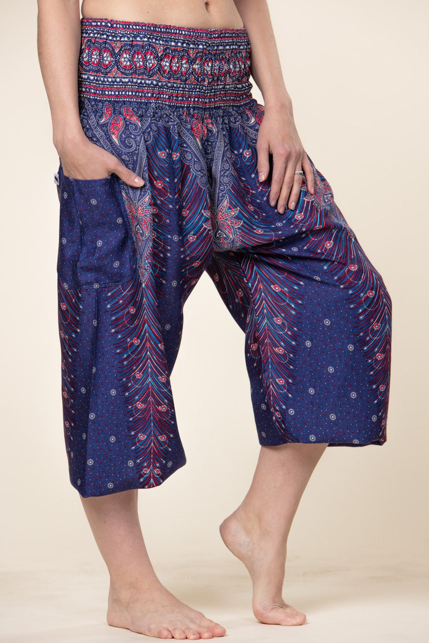 Peacock Feather Blue Artisan Harem Pants