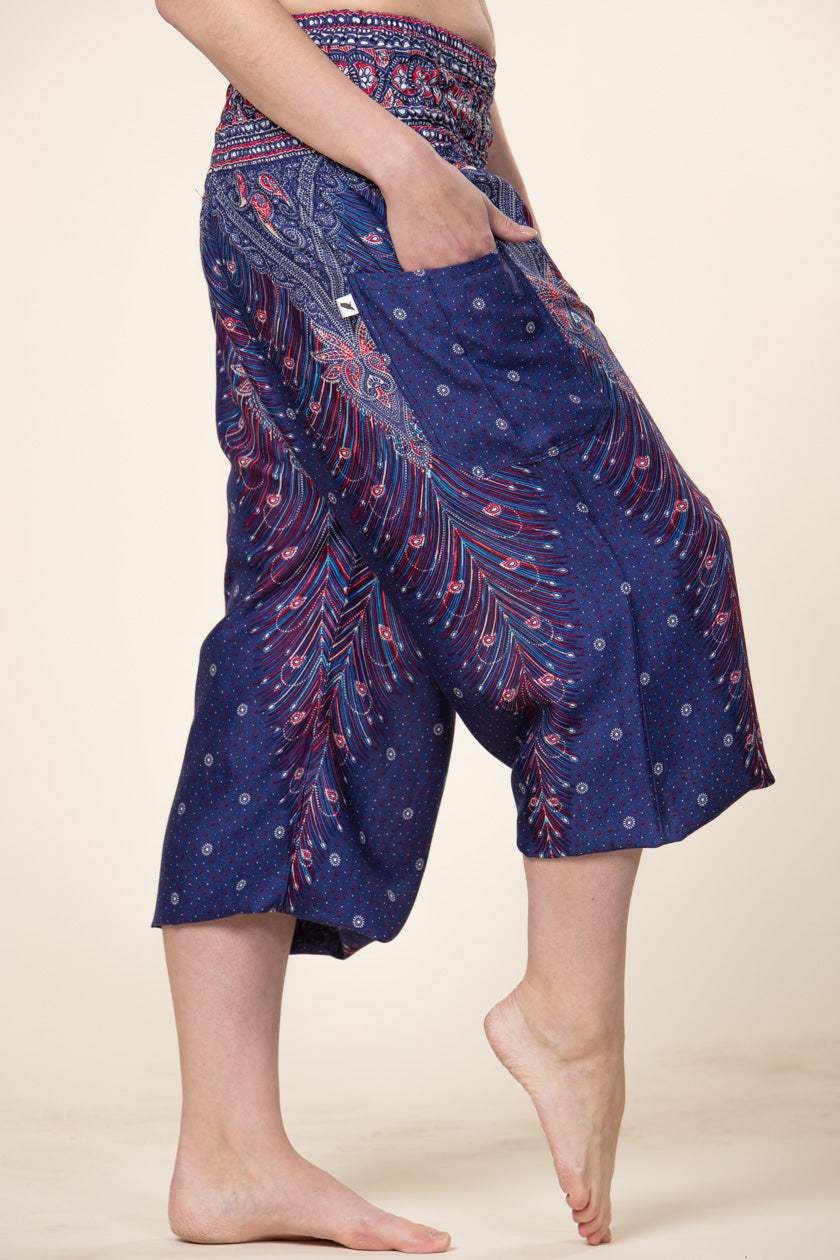 Peacock Feather Blue Artisan Harem Pants