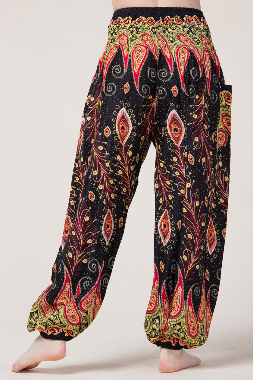 Peacock Paisley Black Artisan Harem Pants