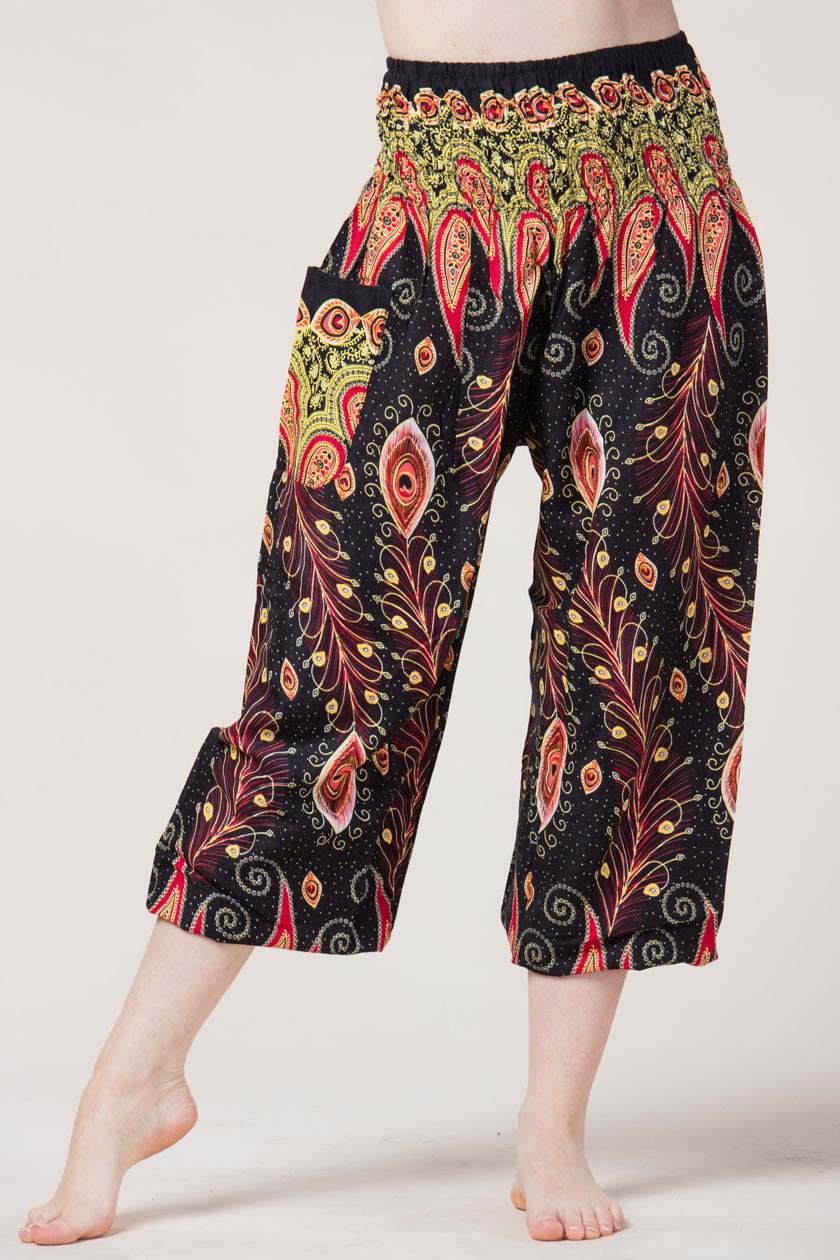 Peacock Paisley Black Artisan Harem Pants