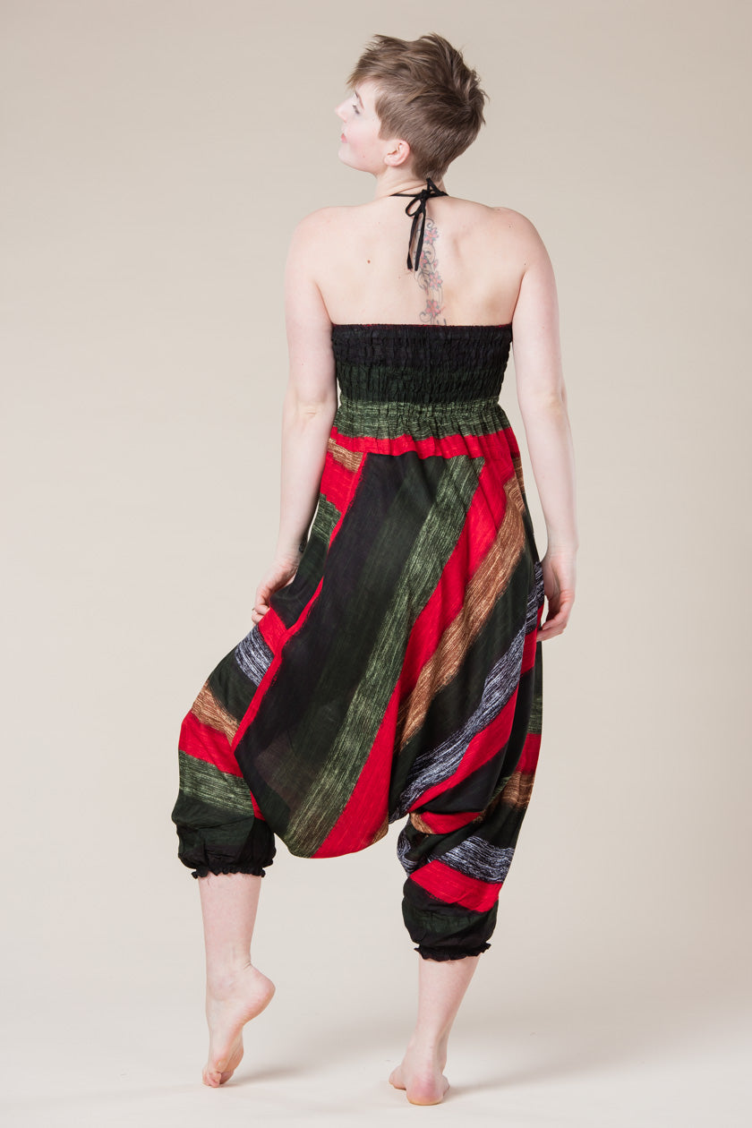 Striped Green Artisan Jumpsuit Harem pants