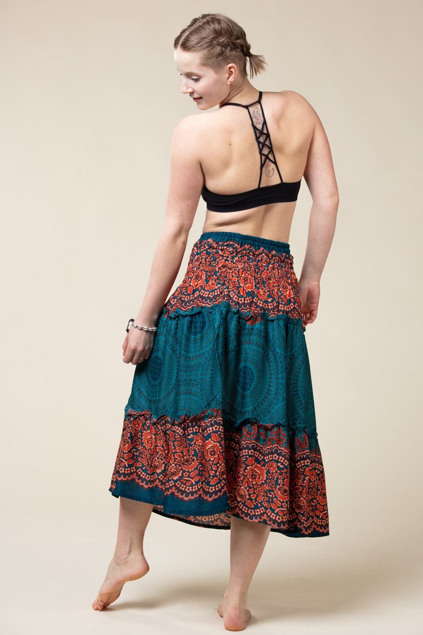 Mandala Teal Artisan Skirt
