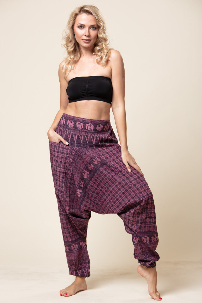 Elephant Purple Hill Tribe Artisan Low Cut Haaremihousut