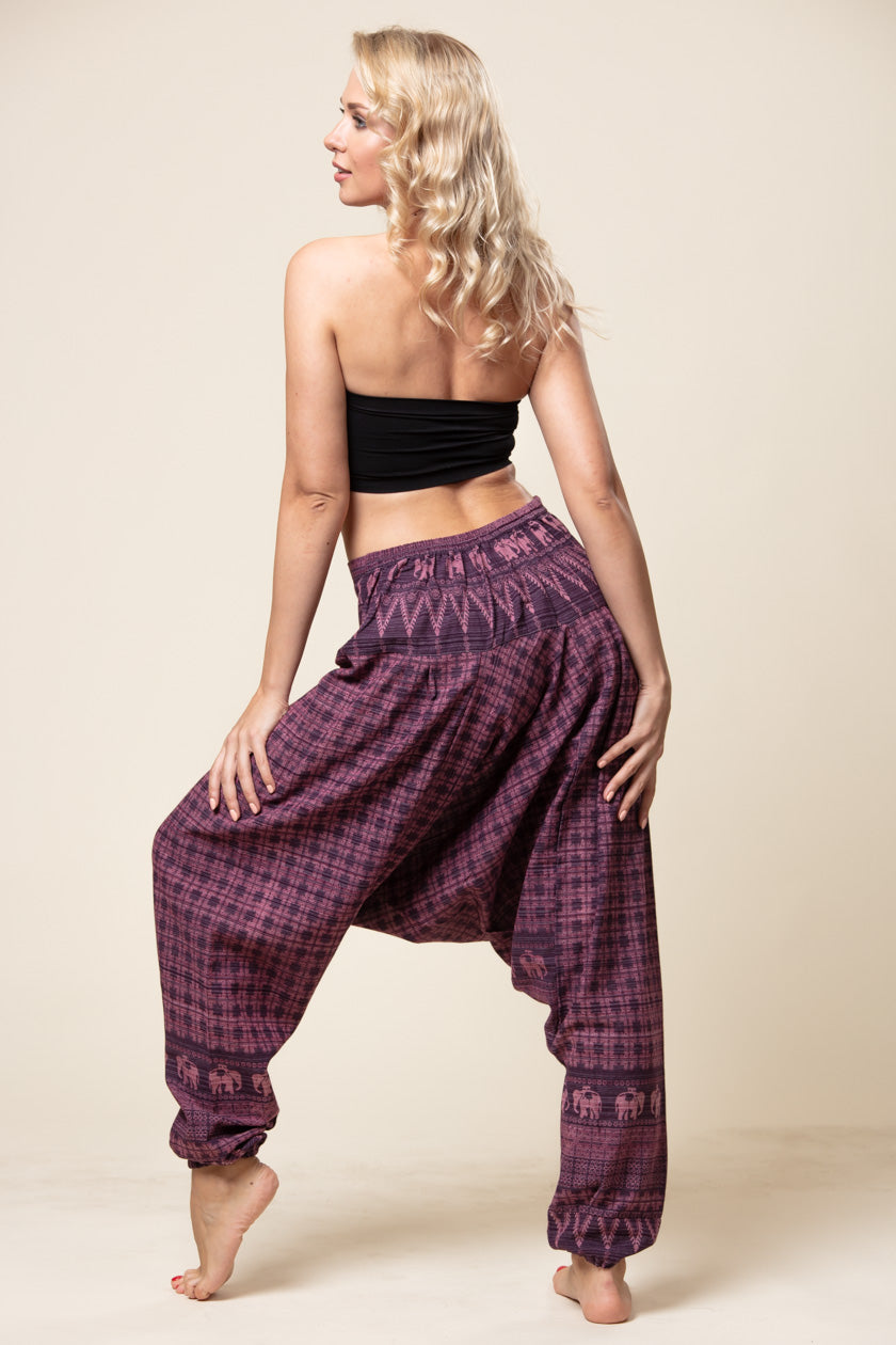 Elephant Purple Hill Tribe Artisan Low Cut Haaremihousut