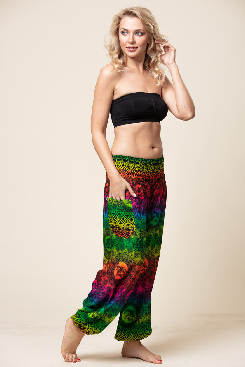 Rainbow Elephant Artisan Harem Pants
