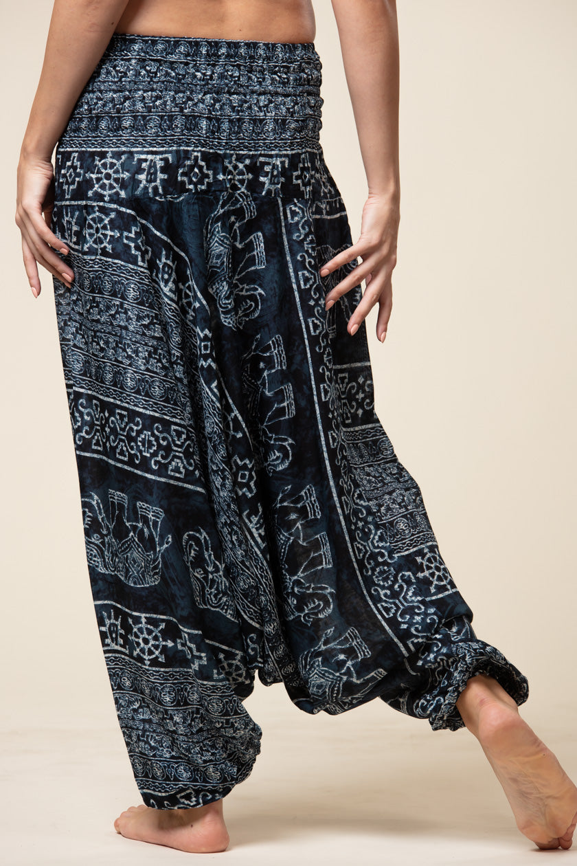 Dark Marble Elephants Artisan Jumpsuit Harem pants