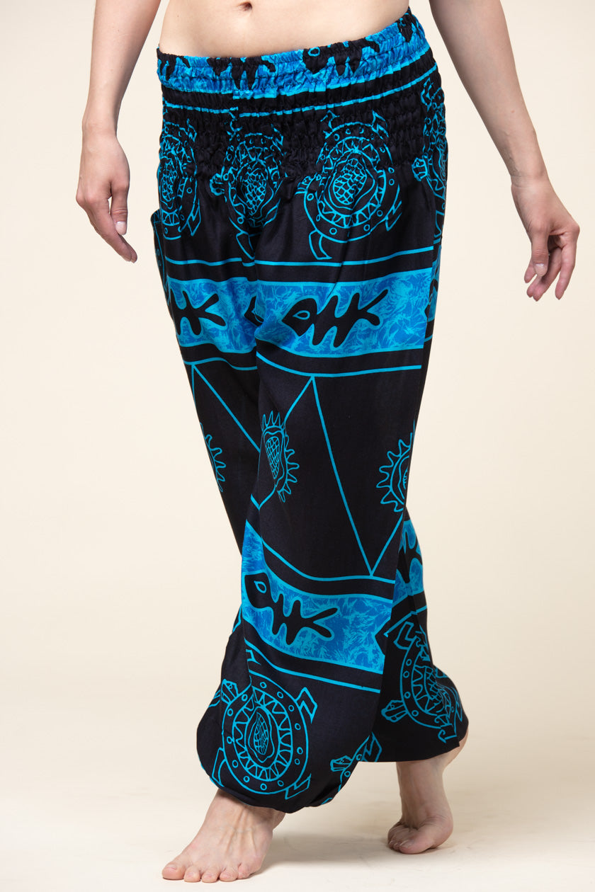 Maya Turtle Blue Artisan Harem Pants