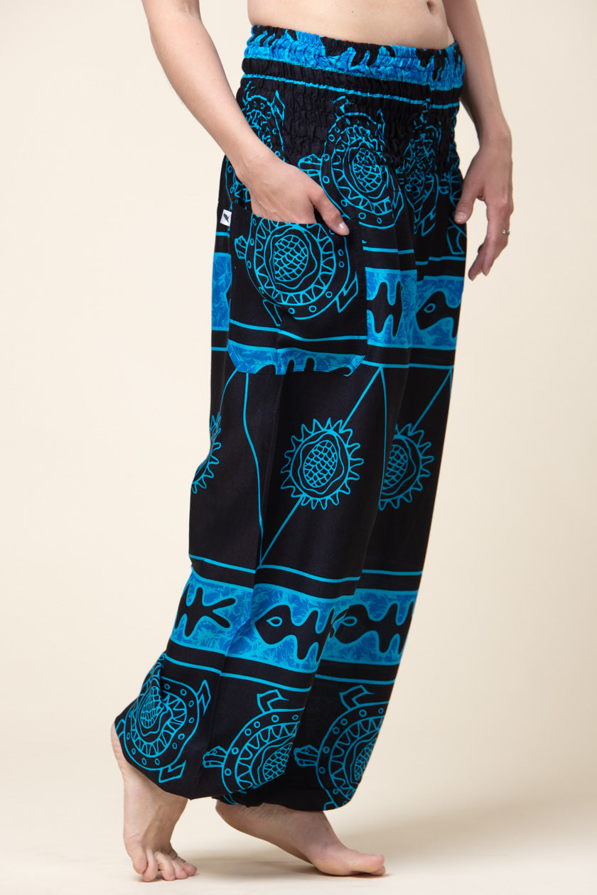 Maya Turtle Blue Artisan Harem Pants