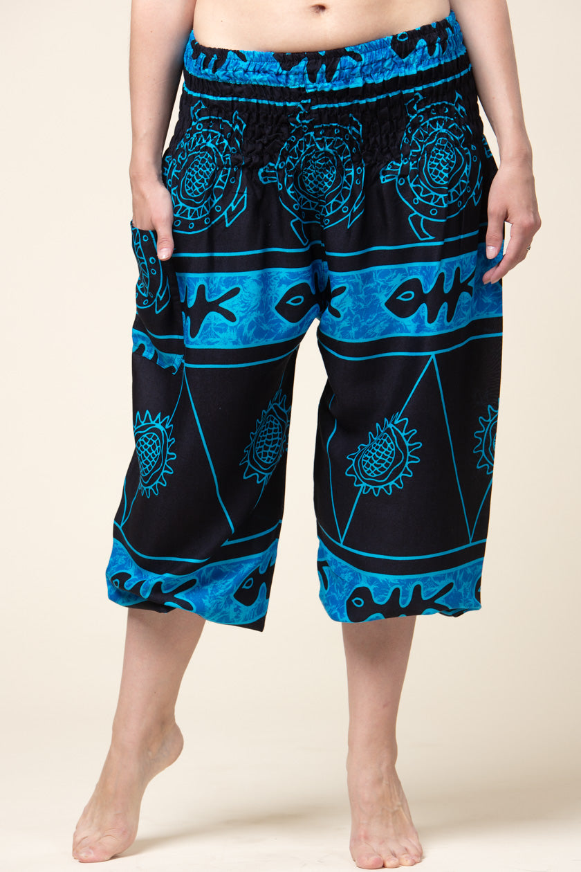 Maya Turtle Blue Artisan Harem Pants