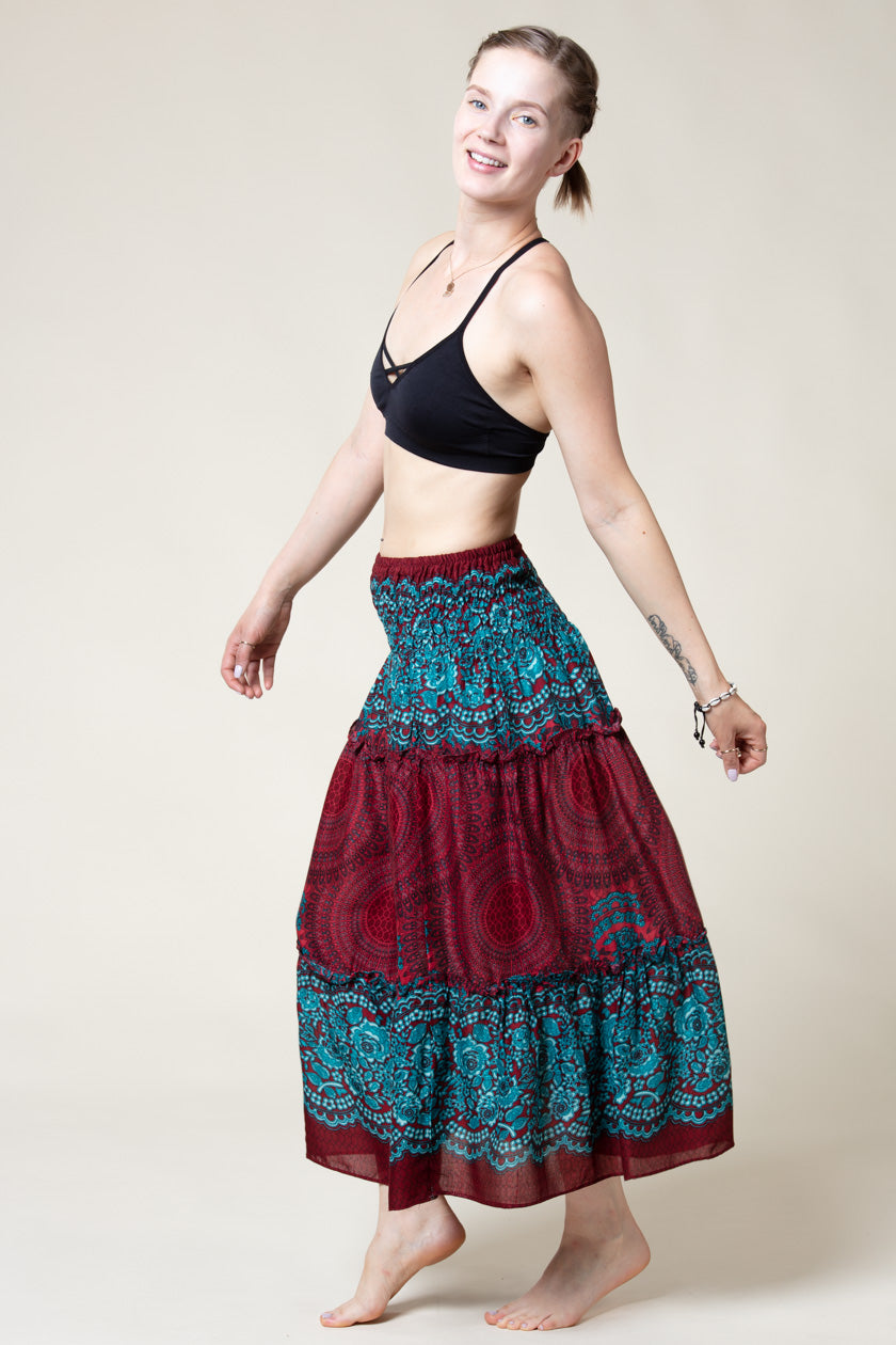 Mandala Red Artisan Skirt