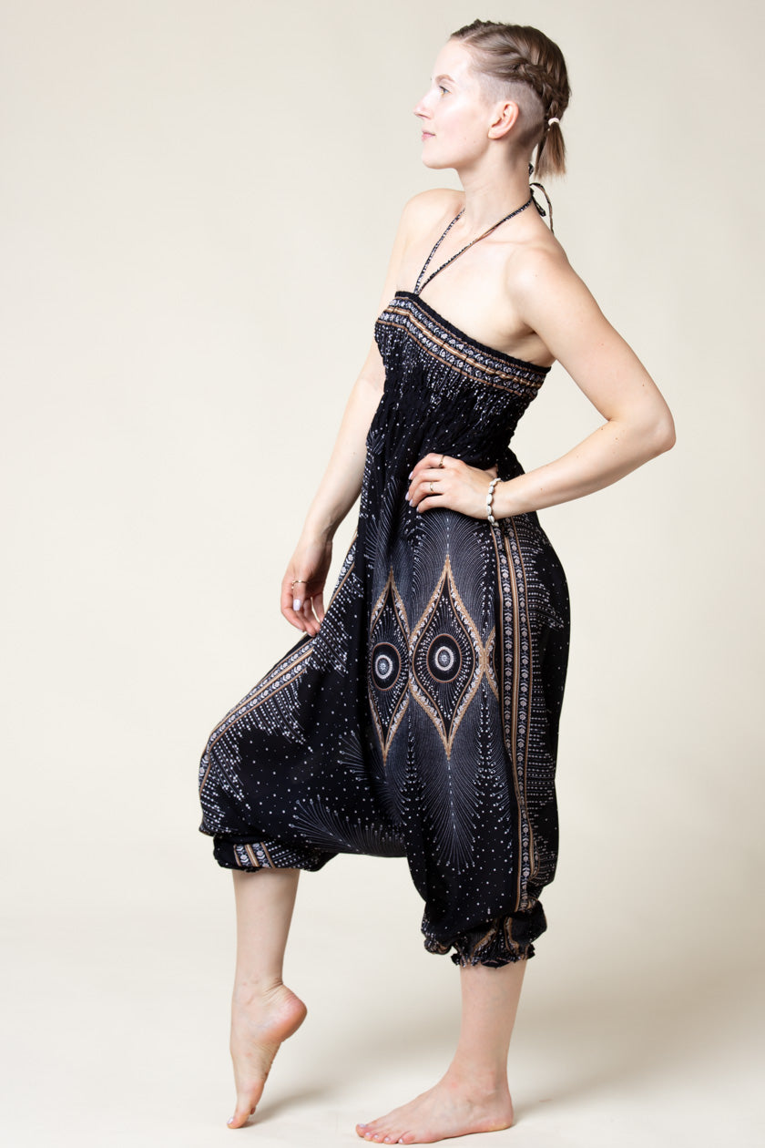 Diamond Peacock Black Artisan Jumpsuit Haaremihousut