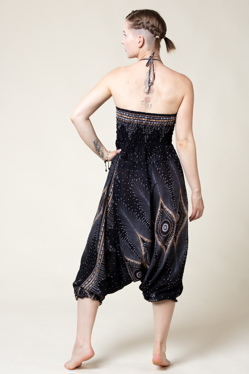 Diamond Peacock Black Artisan Jumpsuit Harem pants