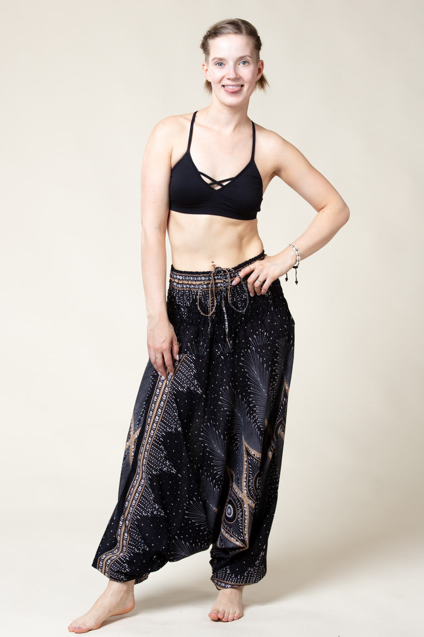 Diamond Peacock Black Artisan Jumpsuit Harem pants