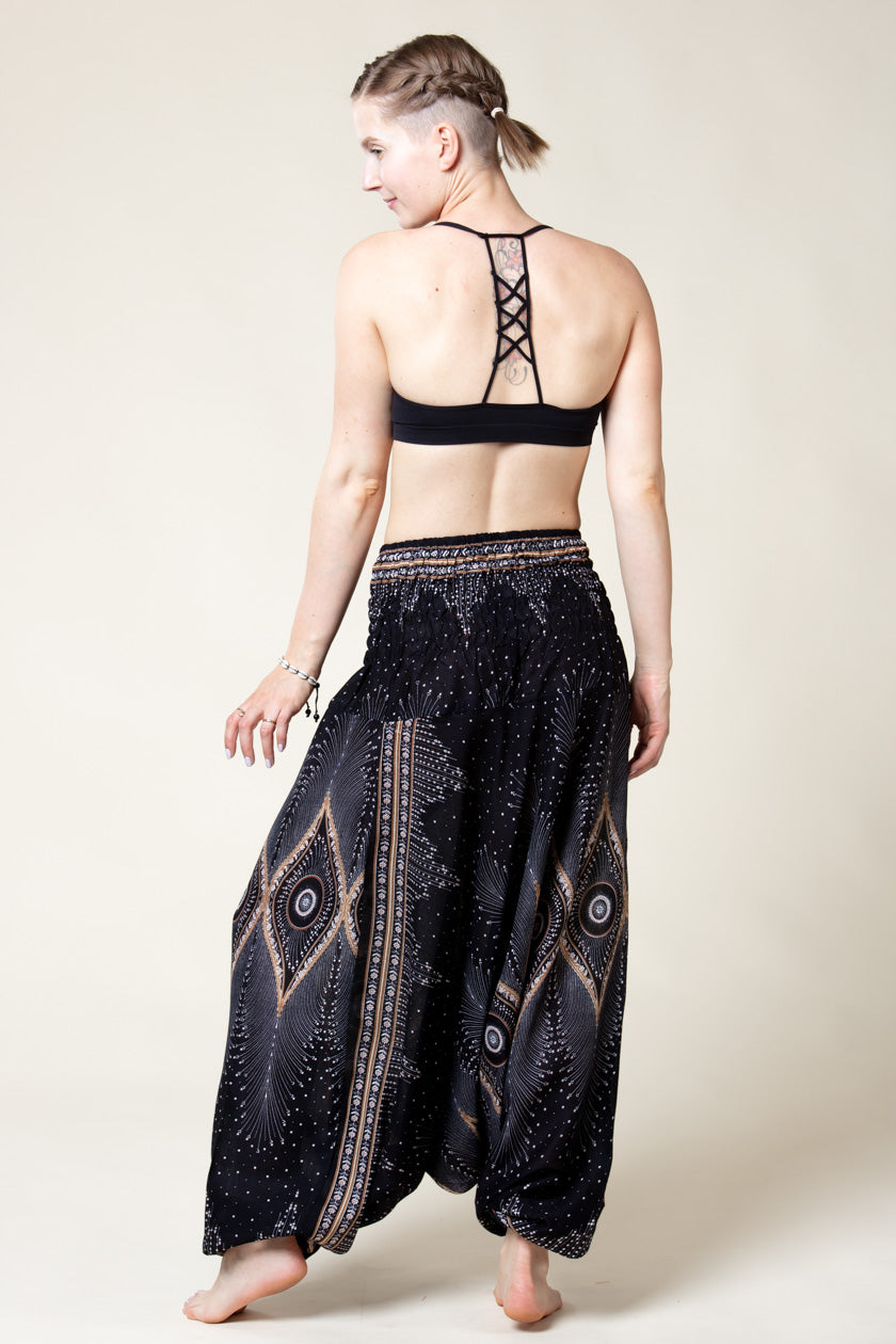 Diamond Peacock Black Artisan Jumpsuit Harem pants