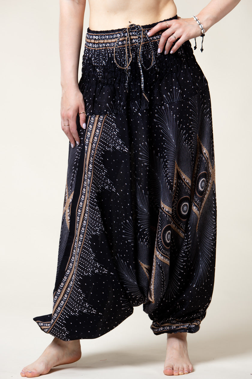 Diamond Peacock Black Artisan Jumpsuit Harem pants