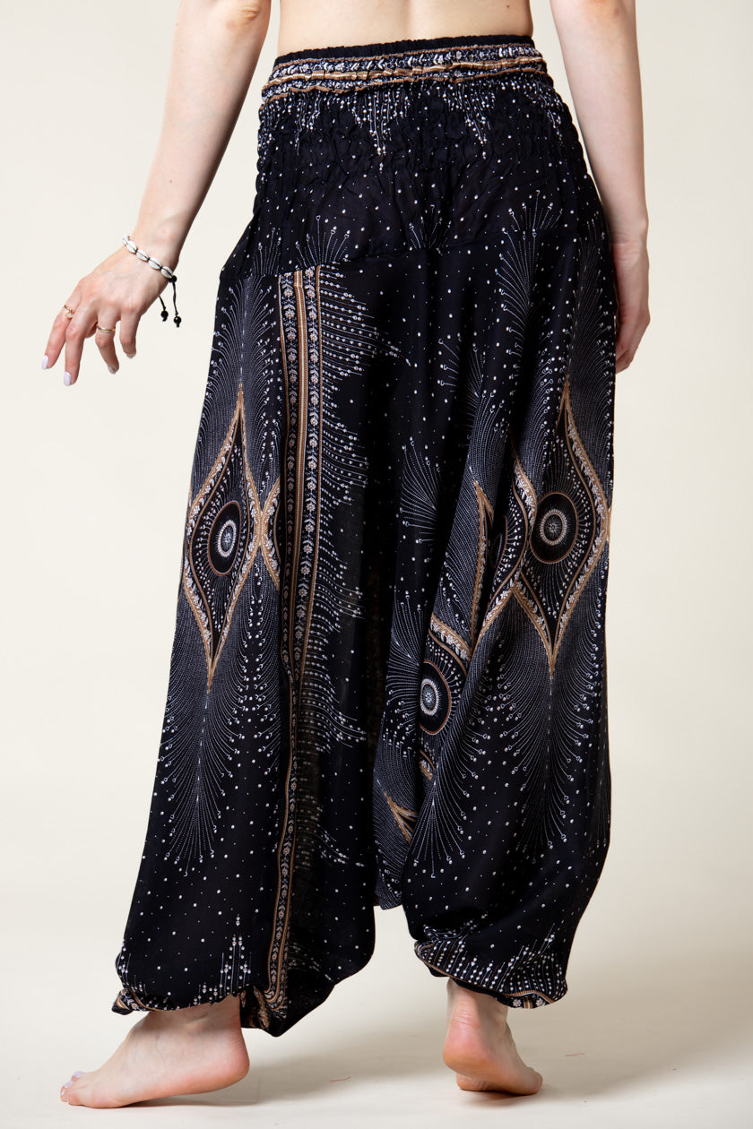 Diamond Peacock Black Artisan Jumpsuit Harem pants